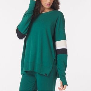 Glyder Long Sleeve Oversized Modal Blend Emerald Green Crewneck Sweater
